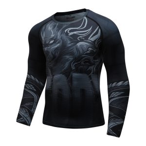 Rash Guard MMA Long Sleeve Rushguard Jiujitsu Fitness Compression Shirts Kaos ketat