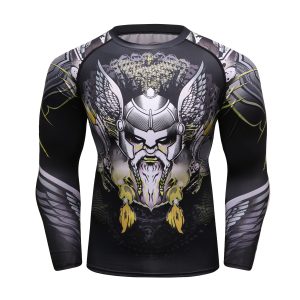 Rash Guard MMA Long Sleeve Rushguard Jiujitsu Fitness Compression Shirts Kaos ketat