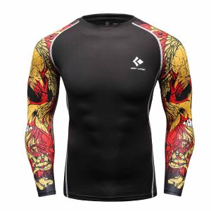 Rash Guard MMA Long Sleeve Rushguard Jiujitsu Fitness Compression Shirts Kaos ketat