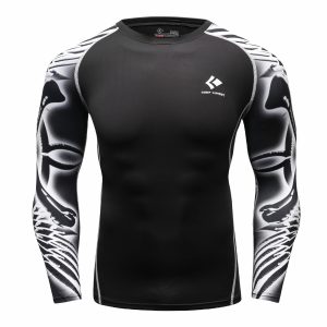 Rash Guard MMA Long Sleeve Rushguard Jiujitsu Fitness Compression Shirts Kaos ketat