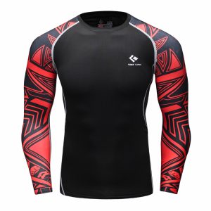 Rash Guard MMA Long Sleeve Rushguard Jiujitsu Fitness Compression Shirts Kaos ketat