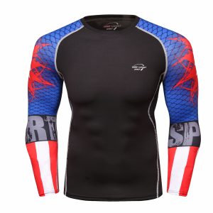 Rash Guard MMA Long Sleeve Rushguard Jiujitsu Fitness Compression Shirts Kaos ketat