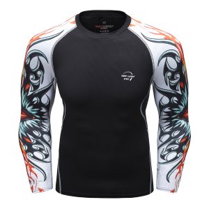 Rash Guard MMA Long Sleeve Rushguard Jiujitsu Fitness Compression Shirts Kaos ketat